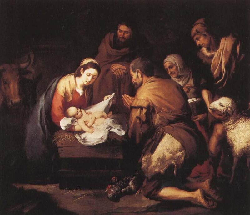 Bartolome Esteban Murillo Shepherds to the manger pilgrimage oil painting image